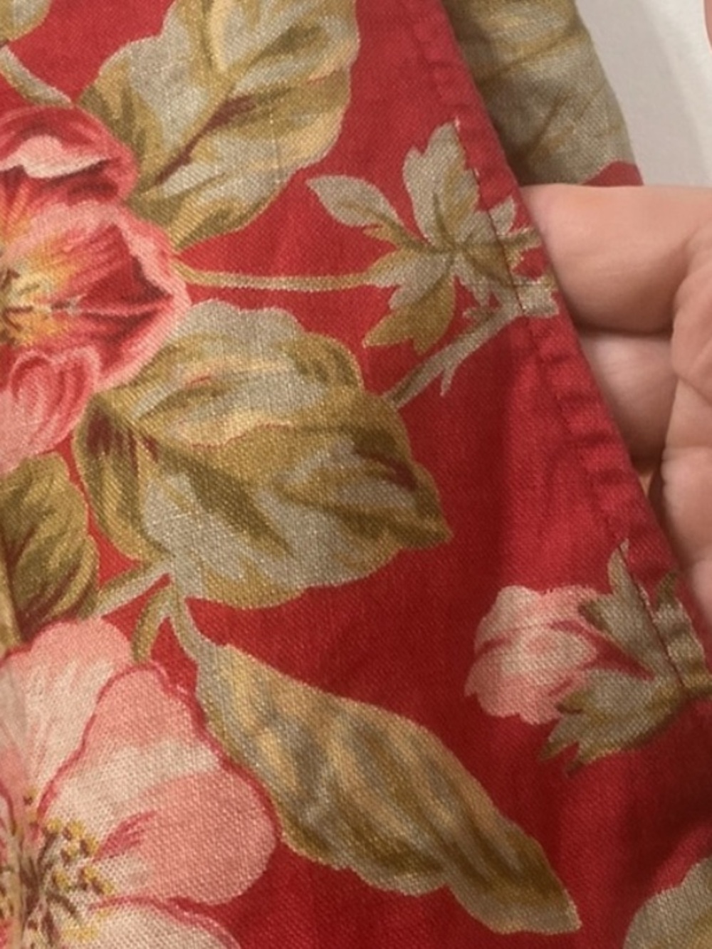 Vintage Ralph Lauren Linen Floral Bermuda Shorts Red Cottagecore 6P - Picture 13 of 15